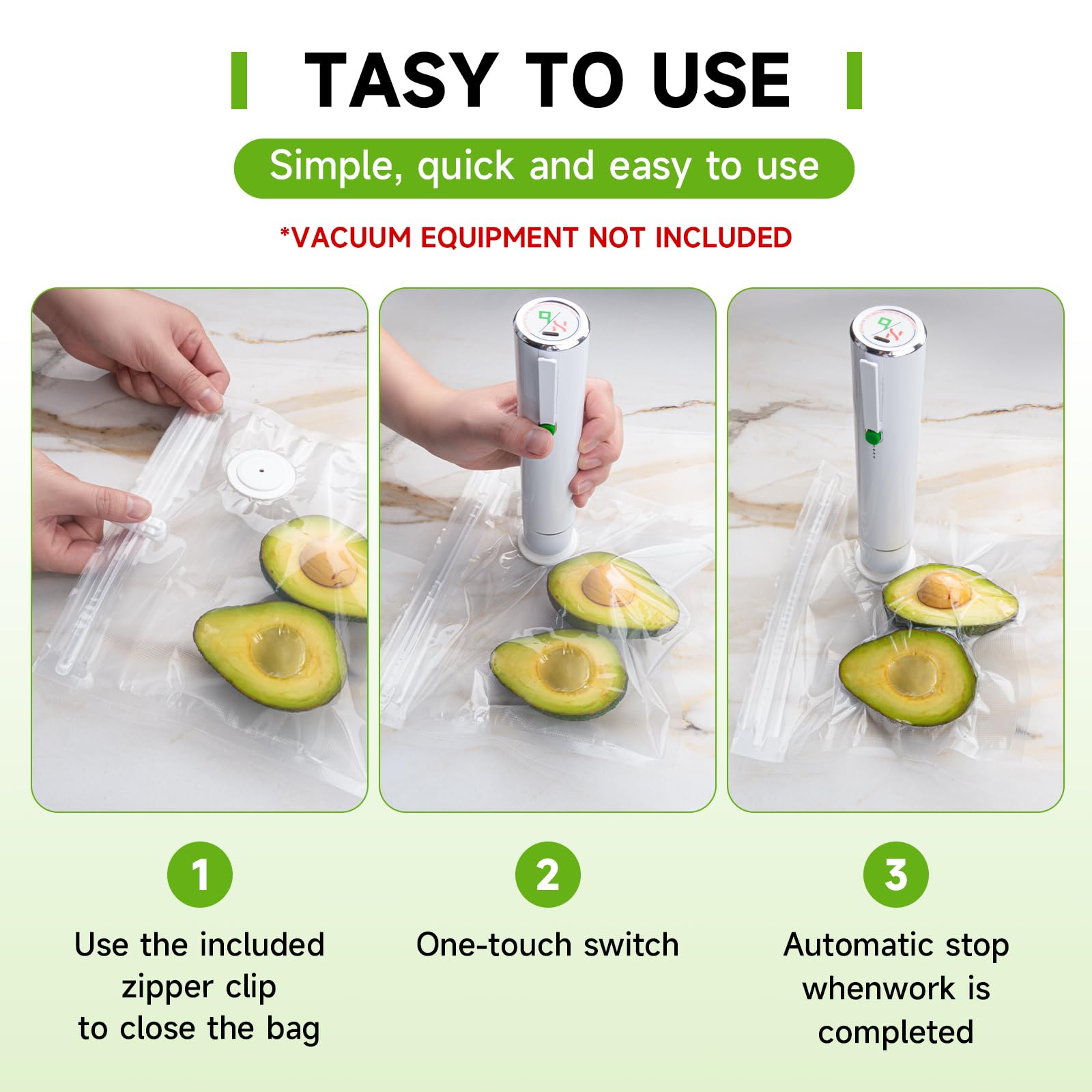 Vixino Vacuum Sealer Bags, 40 Reusable Vacuum Sealer Bags for Food Storage, BPA-Free, Meal Prep and Sous Vide Cooking,Works for Handheld Sealer and Vac Sealer Machine with External Vacuum Systems