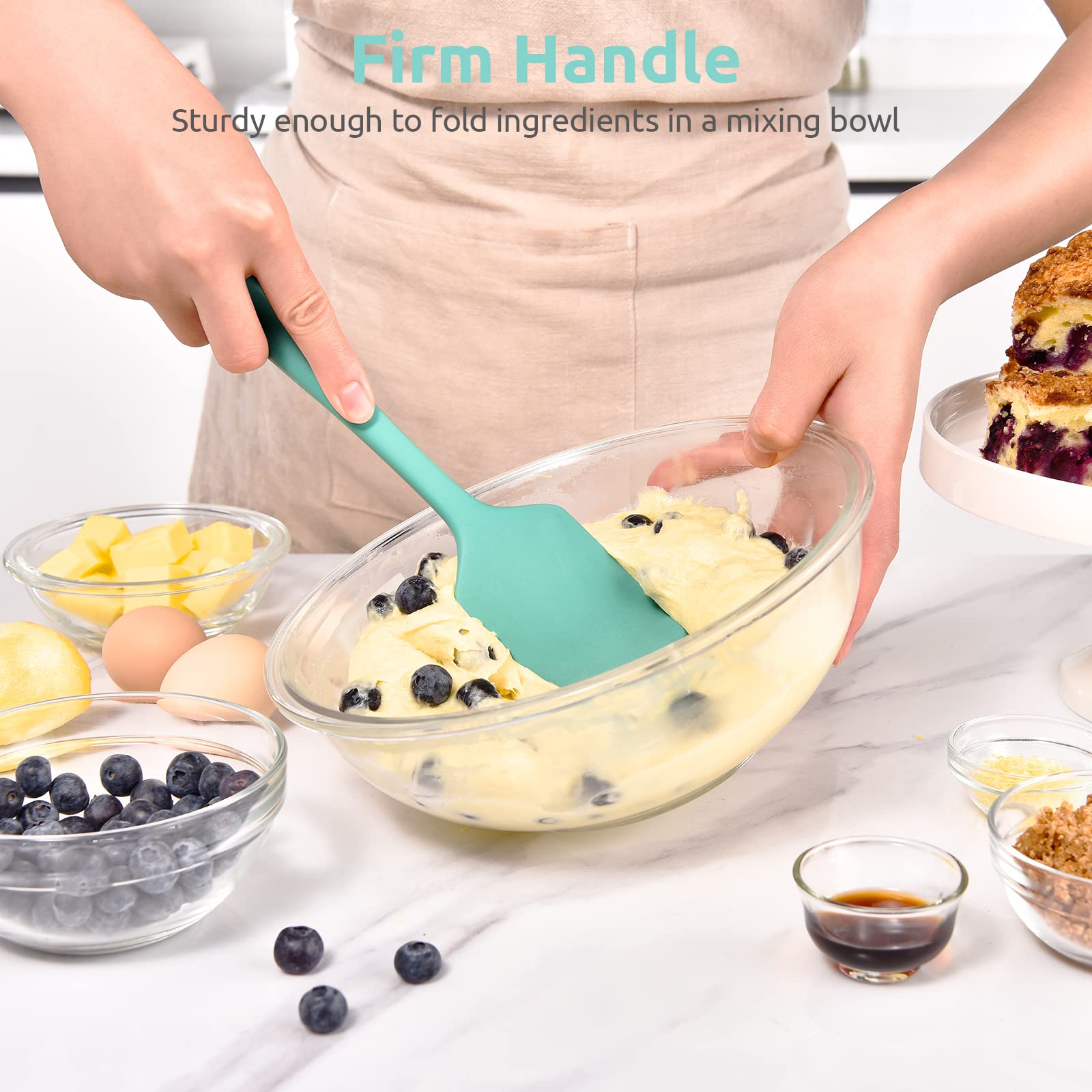 U-Taste Silicone Large Spatula, 600ºF High Temp Scraper, 11.38in, Aqua Sky
