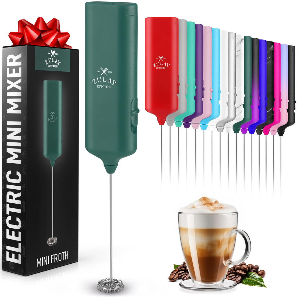 Mini & Mighty Milk Frother Wand – Powerful Handheld Coffee Frother, Battery Operated Drink Mixer – Compact Pocket Size – Detachable Whisk for Latte, Cappuccino, Matcha, Hot Chocolate