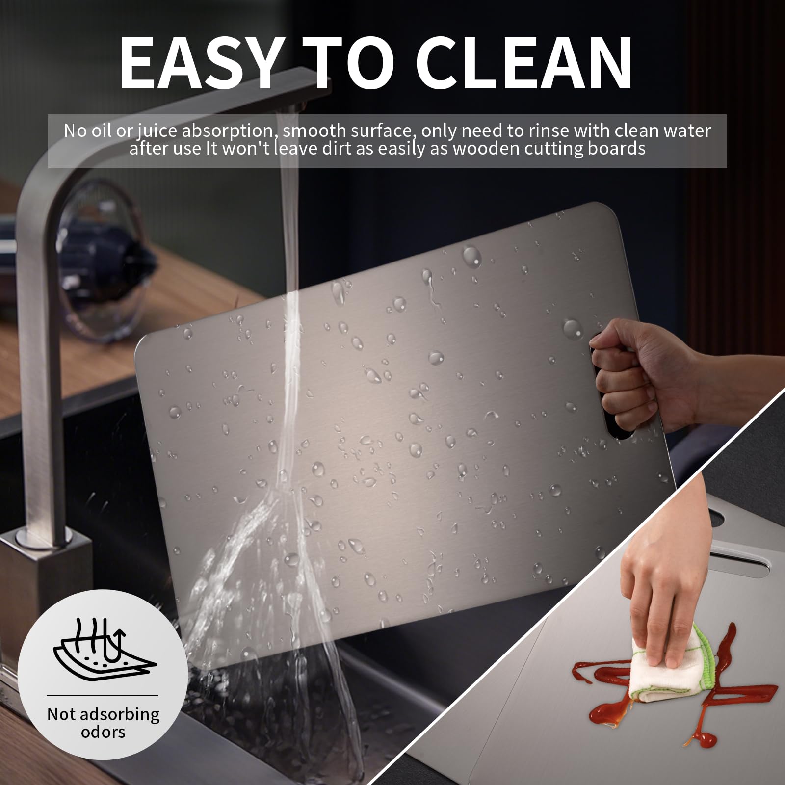 Katori Titanium Cutting Board, 100% Pure Titanium Cutting Boards for Kitchen, Double Sided Non Toxic Cutting Board,Hygiene Durable Chopping Board Suitable for Dishwasher Safe （3PC)