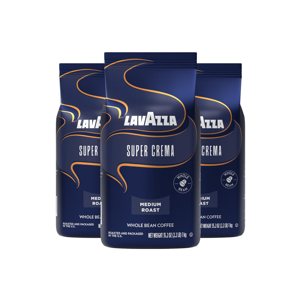 Lavazza Super Crema Whole Bean Coffee, Medium Espresso Roast, Arabica and Robusta Blend, 2.2 lb Bag, Package May Vary (Pack of 1)