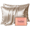 LYSHIN Silk Pillow Cases 2 Pack King Size with Zipper, Champagne