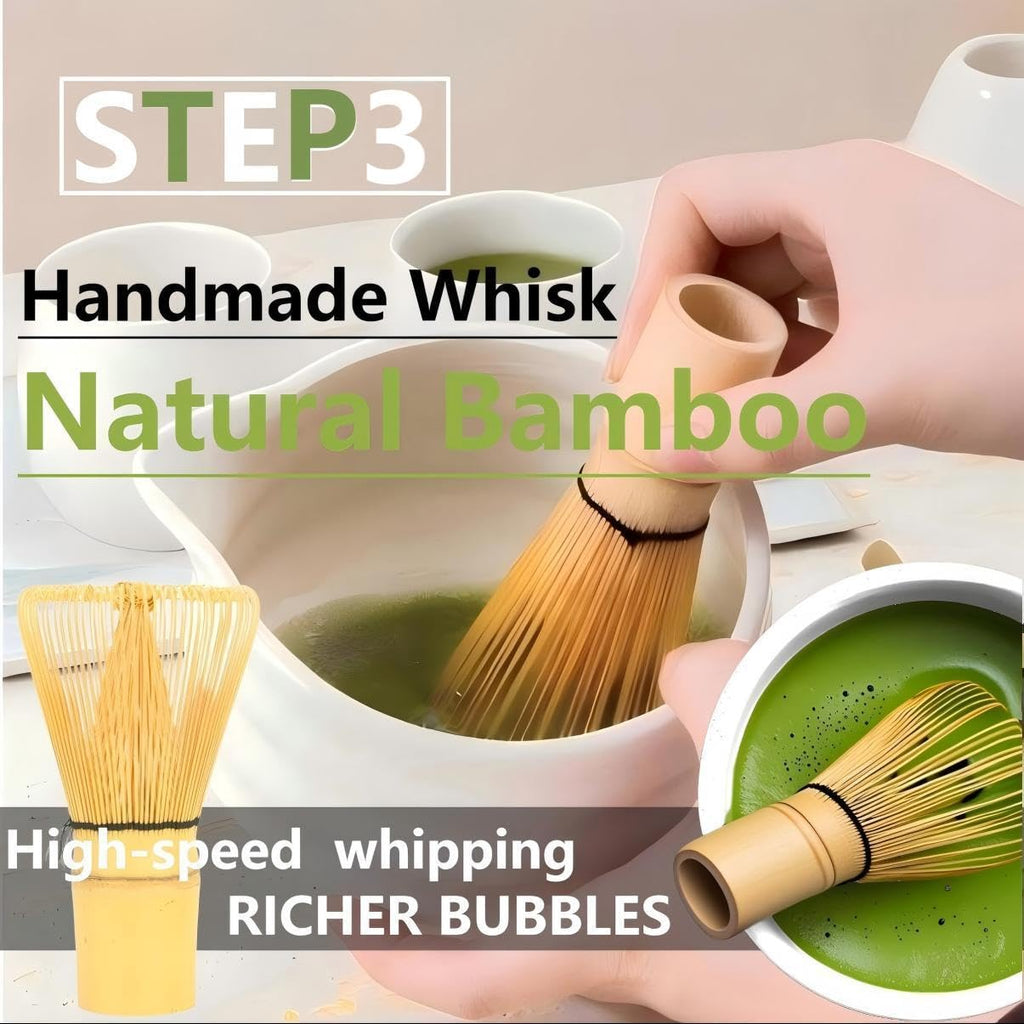 Matcha Tools ，Matcha Whisk Holder， Matcha Chasen Whisk Stand ，Ceramic Holder ，Matcha Bowl ，Traditional Japanese Tea Ceremony Starter (Fruit Green Ceramic Holder，Whisk ， 4 set)