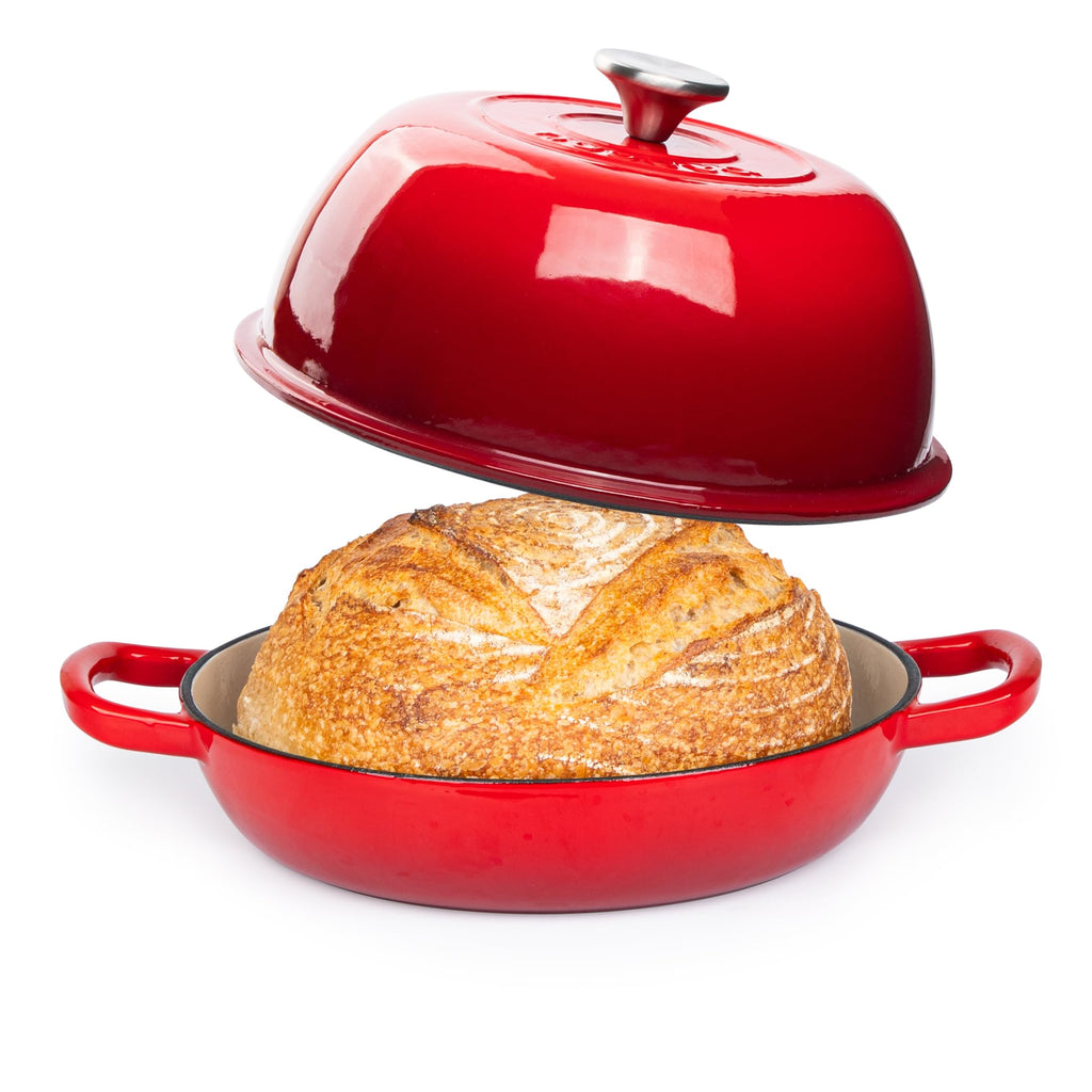 Enamelled Cast Iron Dutch Oven Pot – Dutch Oven For Sourdough Bread Baking – Cast Iron Bread Pot – Blue, 6 Quarts, 26cm – by Nuovva