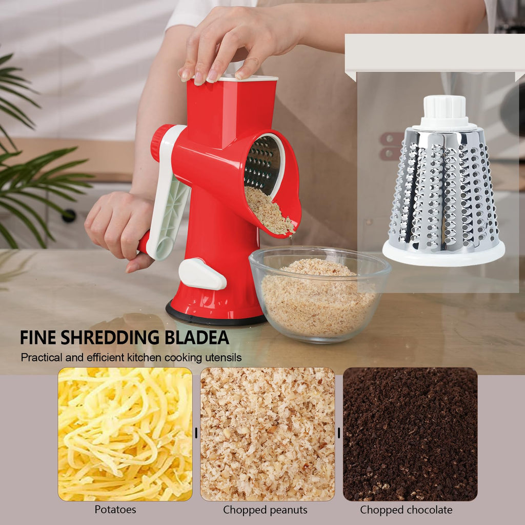 TiwisiTe Rotary Cheese Grater with Handle-Versatile Cheese Grater