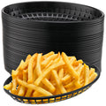 HEIHAK 40 Pack 8.9x5.7x1.6 Inch Black Plastic Fast Food Baskets, Restaurant Serving Baskets, Oval Fast Food Serving Tray for Picnic, Deli Serving, Chicken, Burgers and Fries