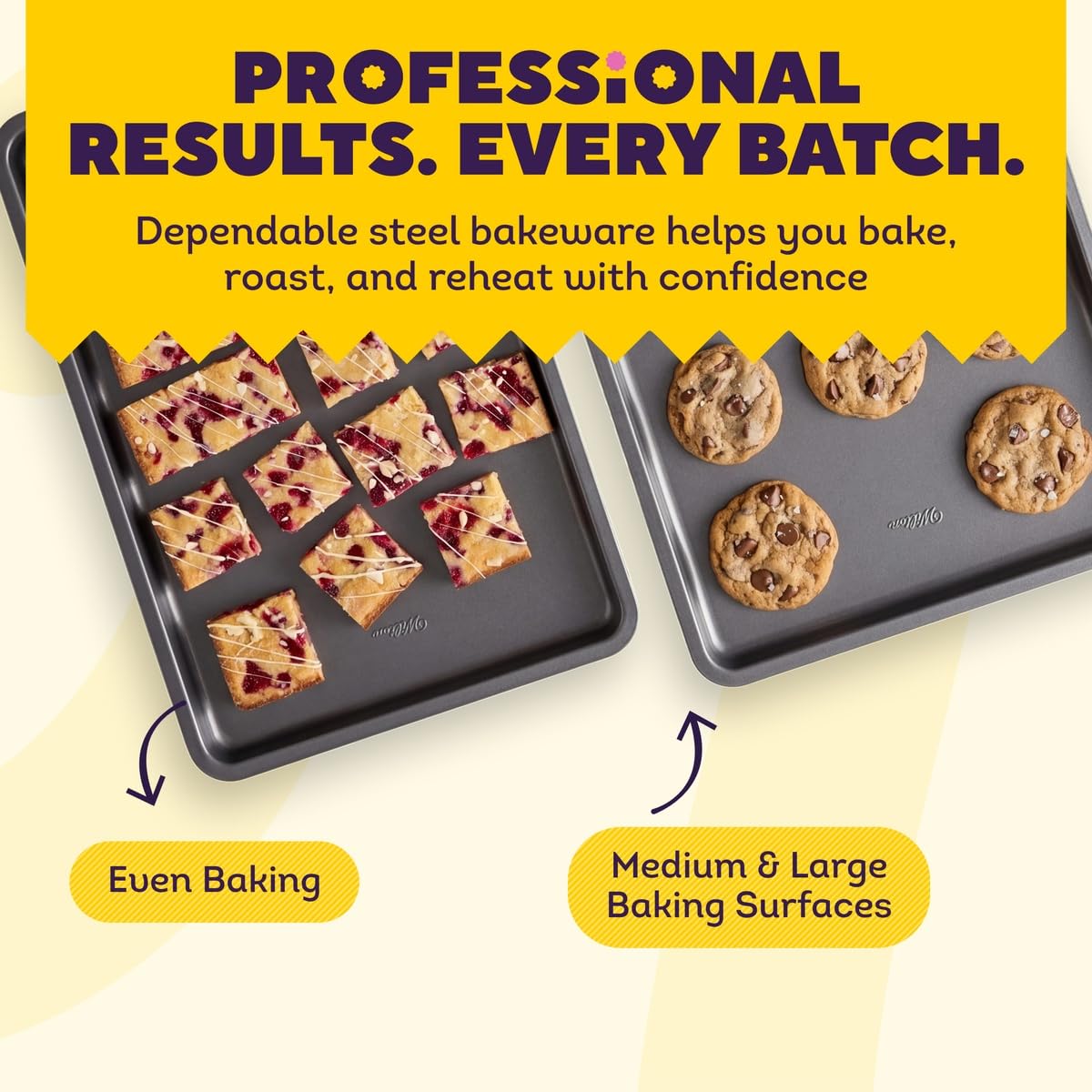 Wilton Silver Non-Stick Baking Sheet Set, Made Without PFAS, 2-Piece