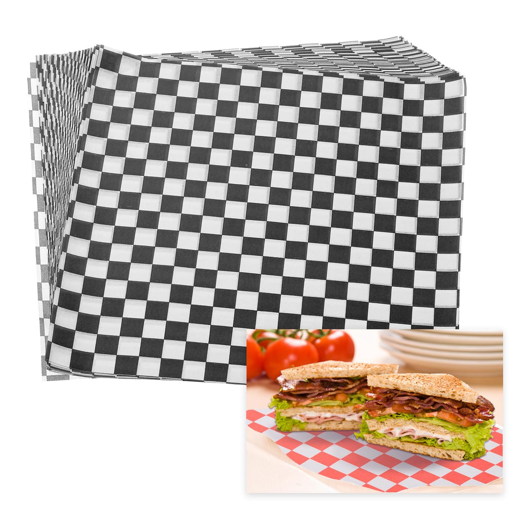 PATIKIL 7.1" x 7.1" Waxed Paper Sheets, 50Pcs Square Pattern Oil-absorbing Dry Food Wrapping Paper for Bakery Coffee Shop Home Baking Kitchen DIY, Red