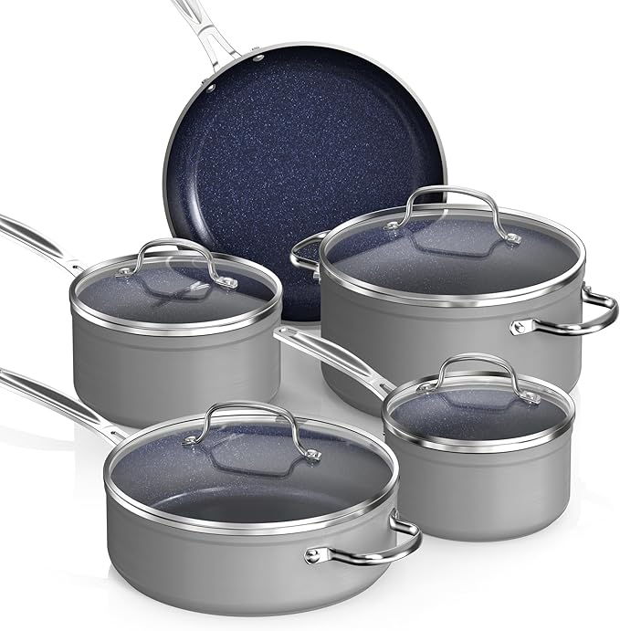 Nuwave Healthy Duralon Blue Ceramic Nonstick Coated 9pc Cookware Set