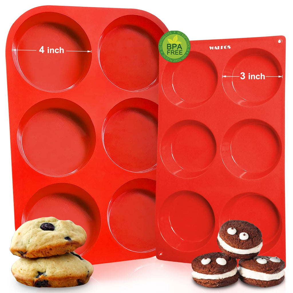 Walfos Silicone Muffin Pan Set of 3, Including Regular 12 Cups Muffin Pans, 24 Cups Mini Muffin Pan & 6 Cups Muffin Top Pan, Non-Stick Cupcake Pan, Easy to Release & Dishwasher Safe