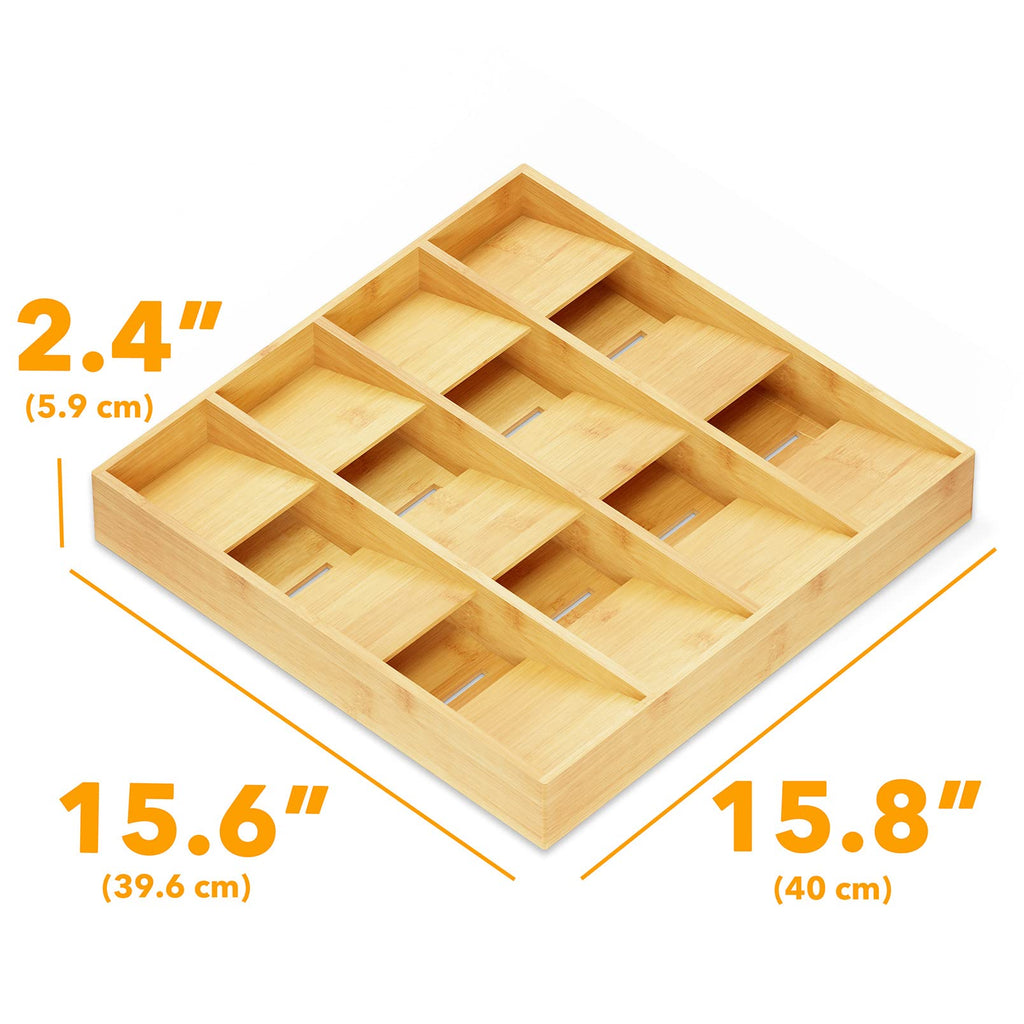 SpaceAid Bamboo Silverware Drawer Organizer with Labels, Kitchen Utensil Tray Holder Organizer for Flatware, Cutlery, Spoon and Knives Drawer Storage Organization (12 Slots)