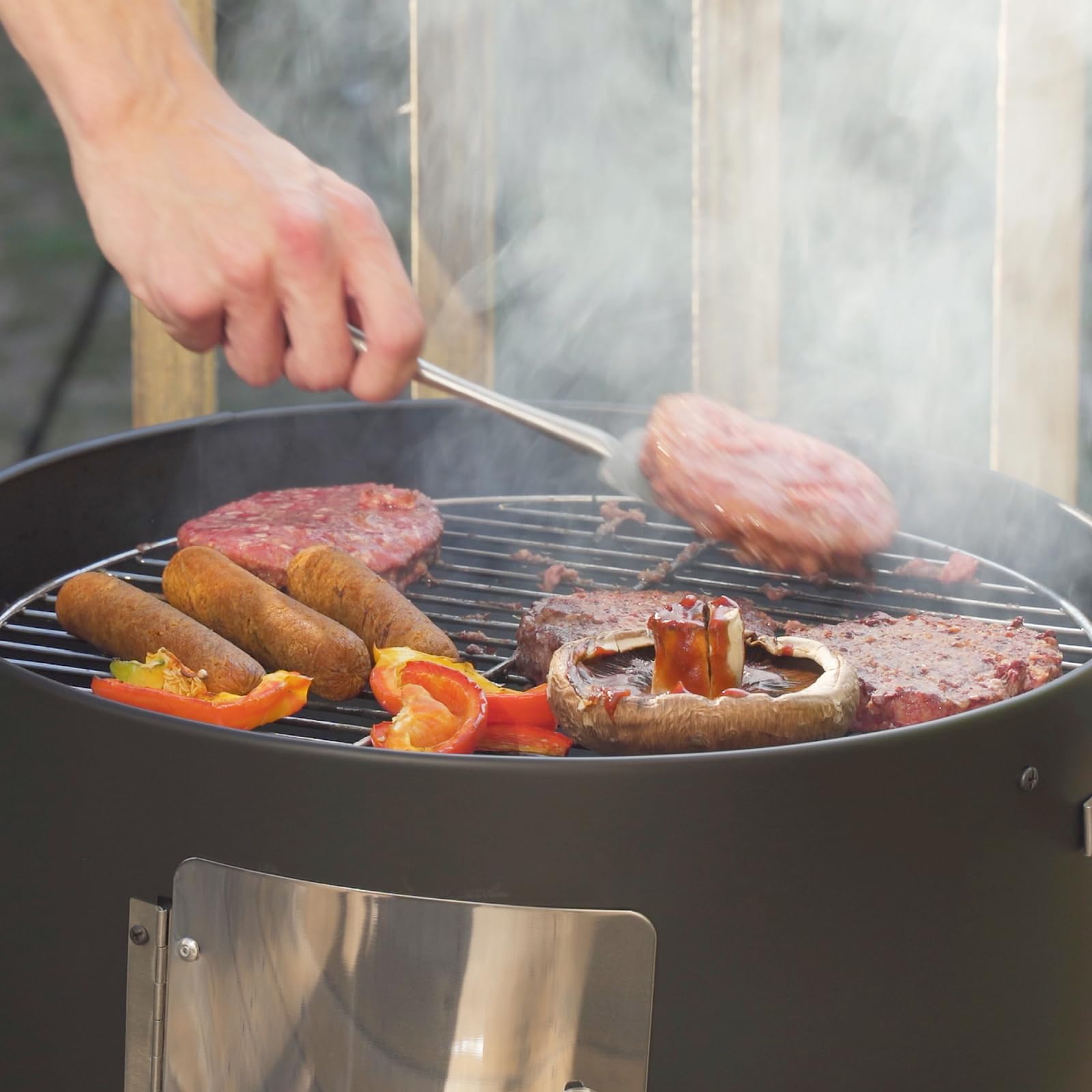 Realcook Charcoal Smoker BBQ Grill: Premium Vertical Meat Smokers with Smoke Tube - Barbecue Charcoal Grill Combo for Outdoor Cooking Patio Backyard Grilling Tailgating
