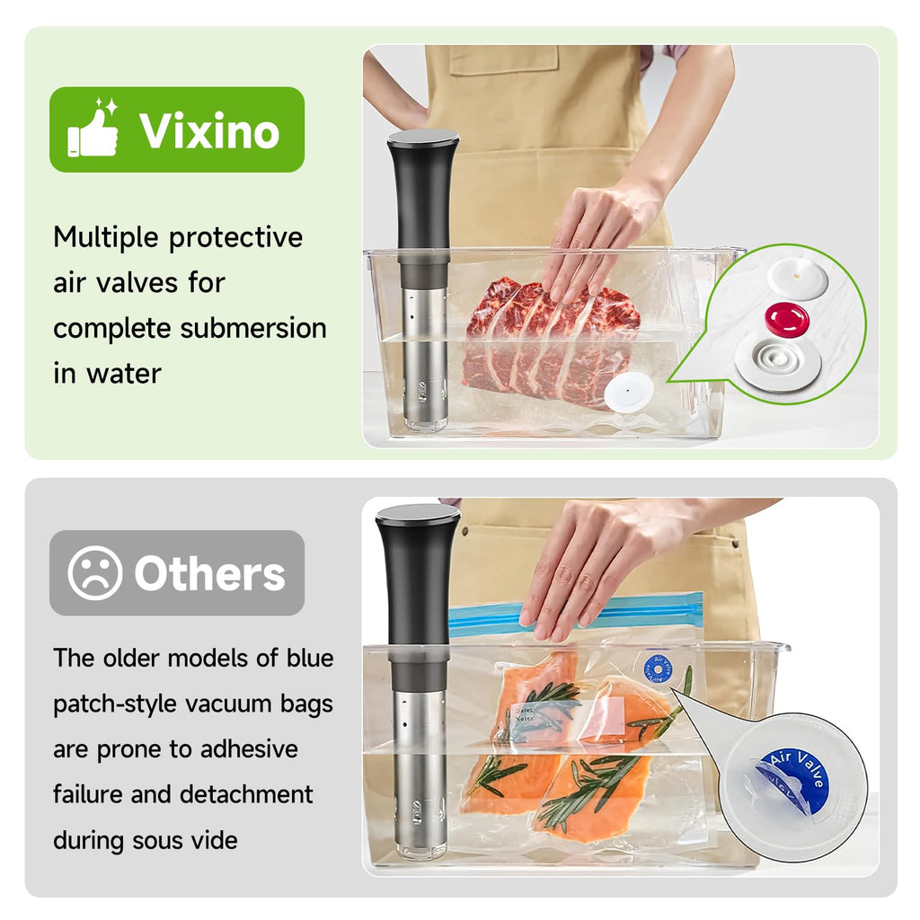 Vixino Vacuum Sealer Bags, 40 Reusable Vacuum Sealer Bags for Food, BPA-Free, Meal Prep and Sous Vide Cooking,Works for Handheld Sealer and Vac Sealer Machine with External Vacuum Systems