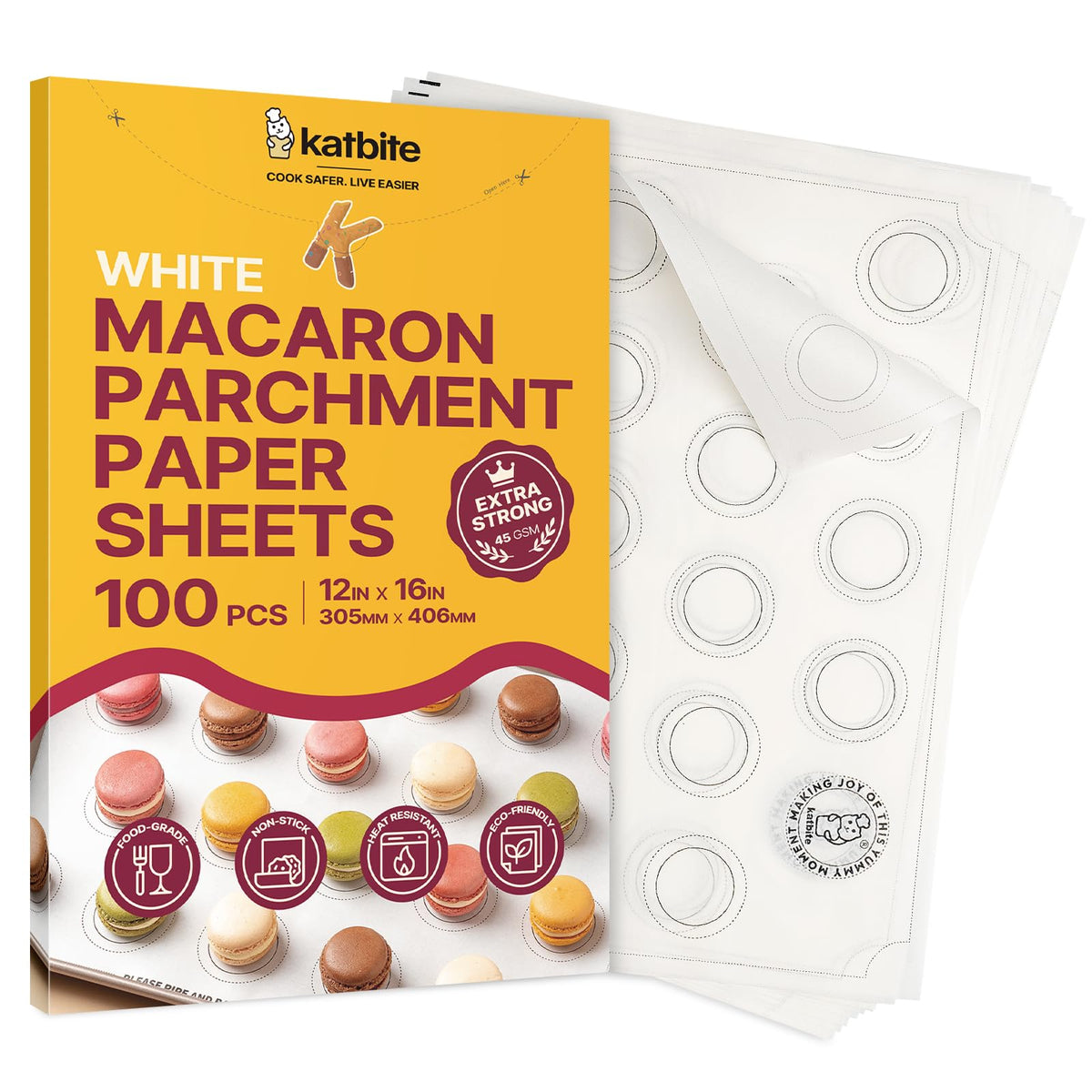 Katbite 8x8 Inch Parchment Paper Sheets 200 PCS, Unbleached and Nonstick