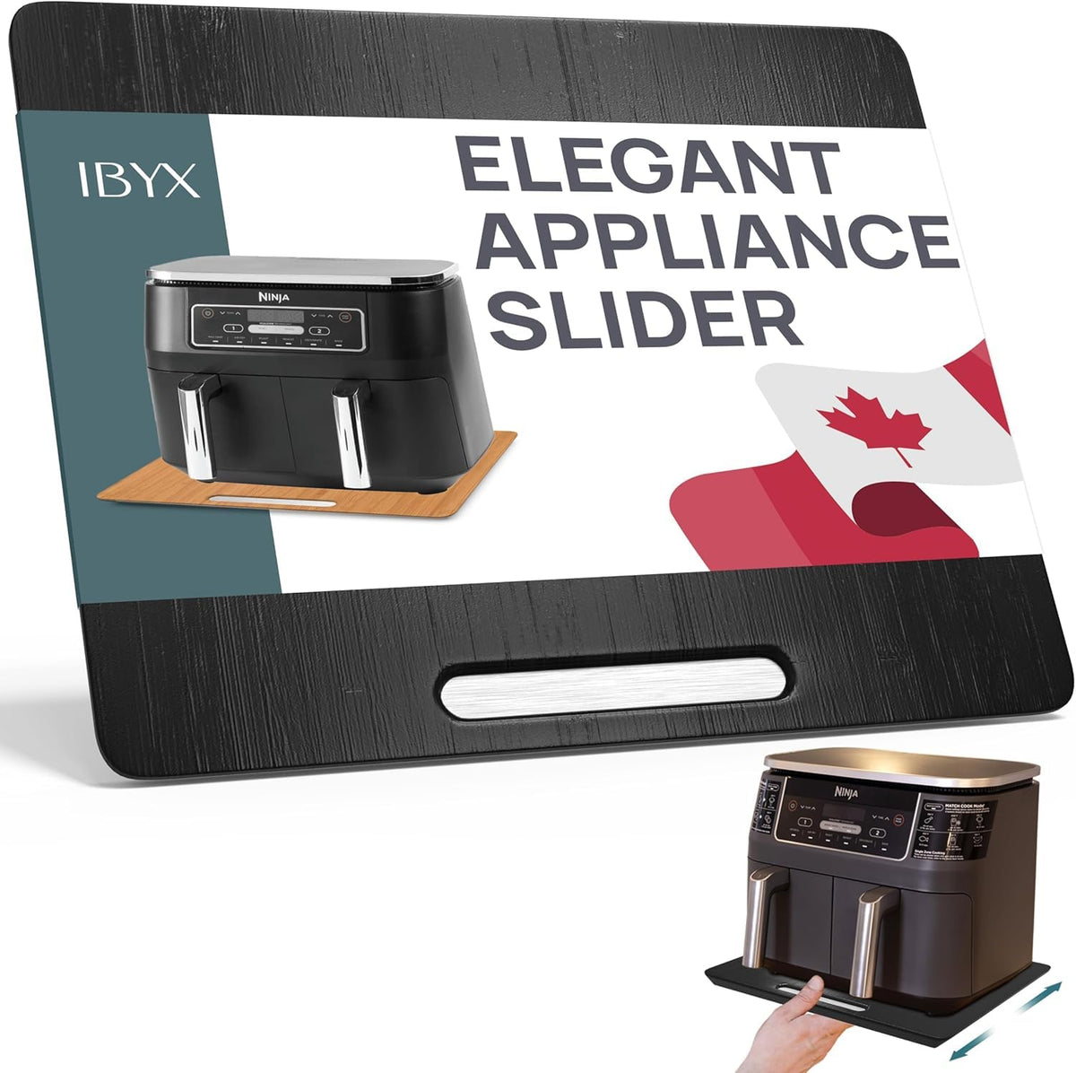 Ibyx Appliance Slider, Sliding Tray for Coffee Maker, 7.5x14.5 in, Brown