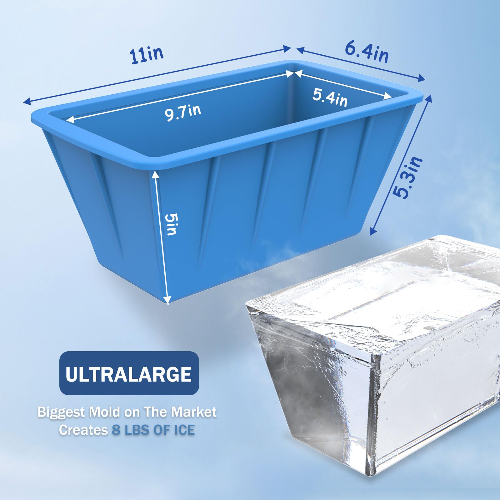 Extra Large Ice Block Molds 4 Pack 32LB for Cold Plunge Tub