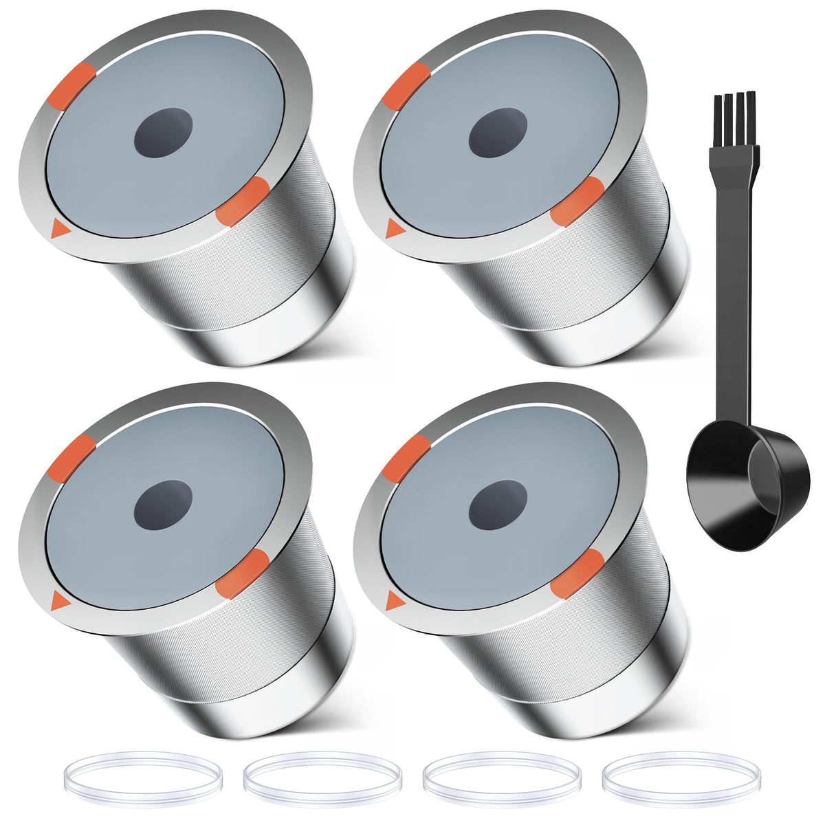 Reusable k Cup Coffee Filters,Universal stainless steel Refillable k Cups Filter Use for K 2.0 and 1.0 Coffee Makers-brewers (4pack)