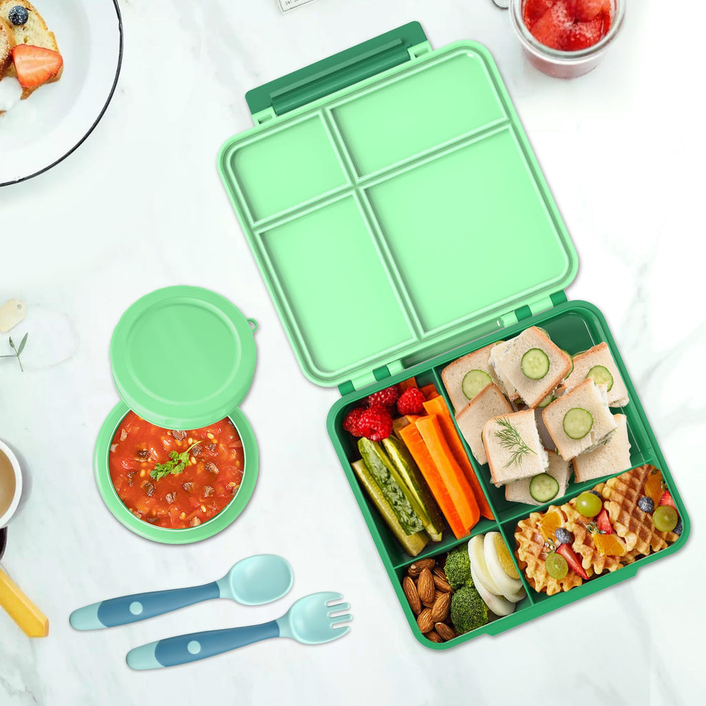 Aimsnk Lunch Box Kids with Thermo Insulated Lunch Bag for School, Green