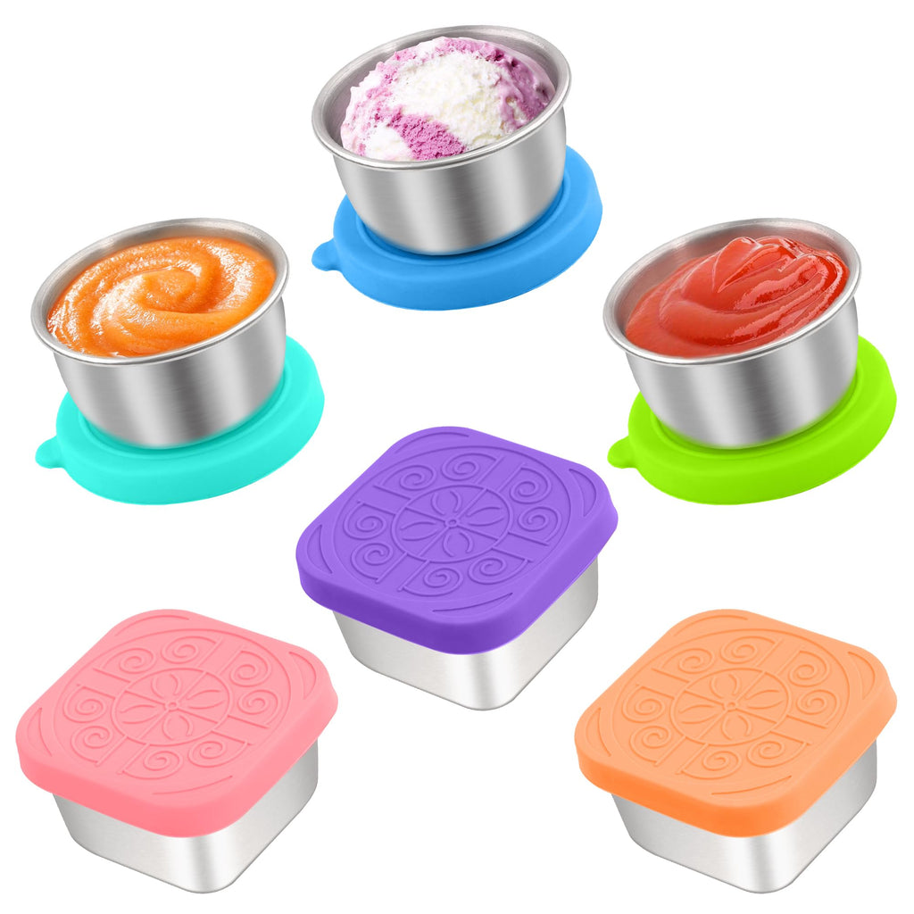 Qukaka 1.6 oz Stainless Steel Salad Dressing Containers with Lids, 6 Pack
