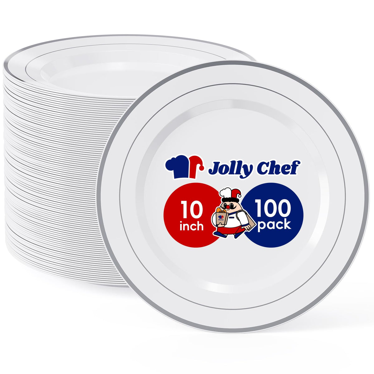 100PCS Plastic Plates 10 Inch Heavy Duty Disposable Plates for Everyday Use