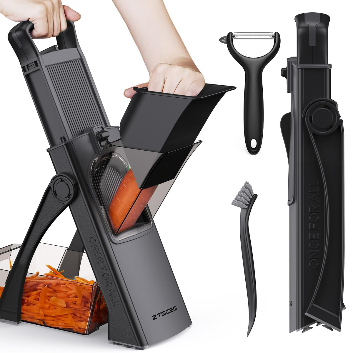 ZTQCSQ [All in 1] Safe Mandoline Veggie Slicer + Spiralizer for Kitchen