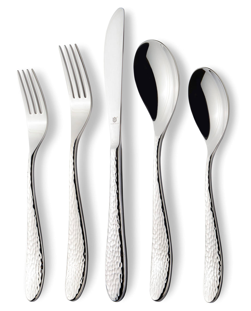 DANIALLI Engraved Silverware Set for 8 | 18/10 Stainless Steel Flatware with Mirror Finish and Engraved Handles | Heavy-Duty, Dishwasher Safe, Built to Last (40-Piece, Mezzano Engraved)