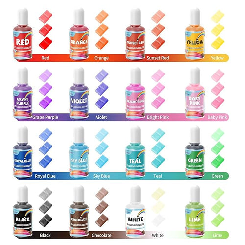 16 Colors Oil Based Food Coloring, 15ml Vibrant Colors for Baking