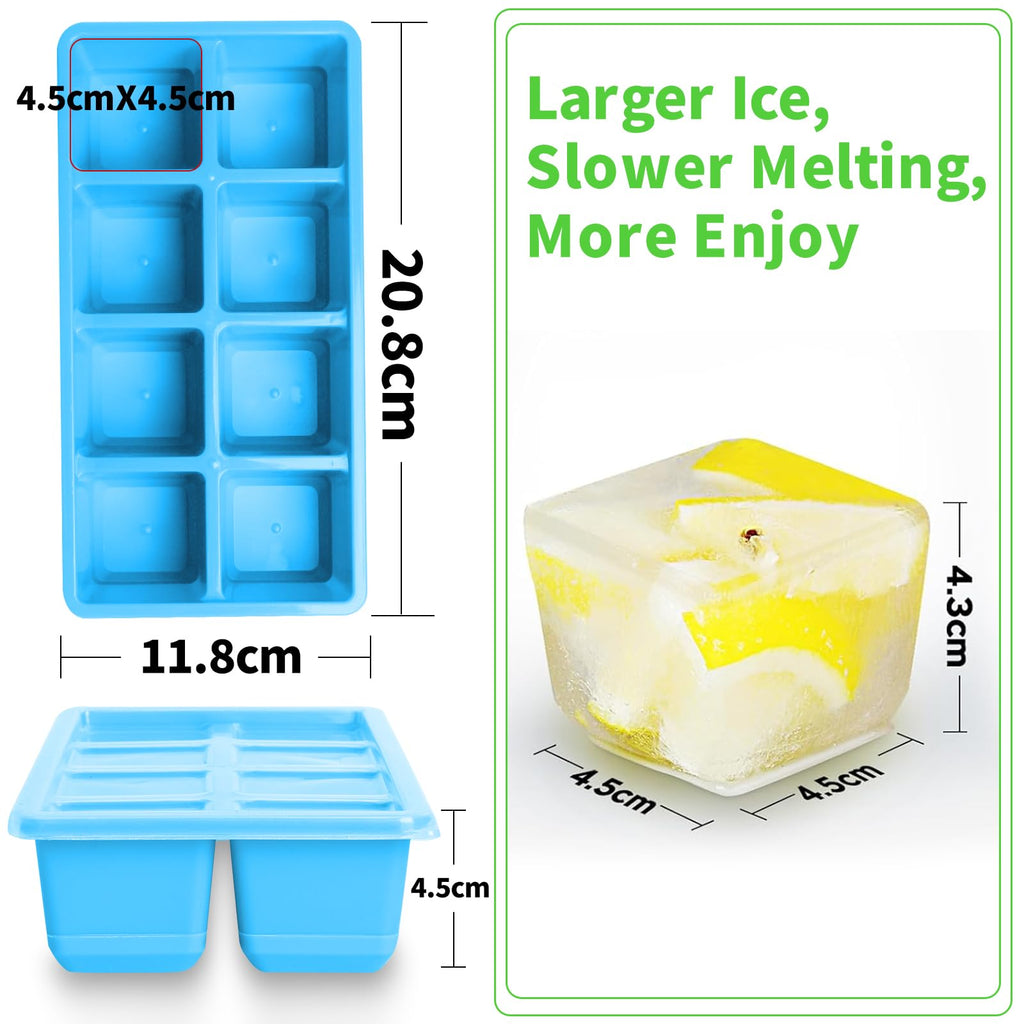 FURNSII Silicone Ice Cube Tray for Freezer with Lid, 2 Pack