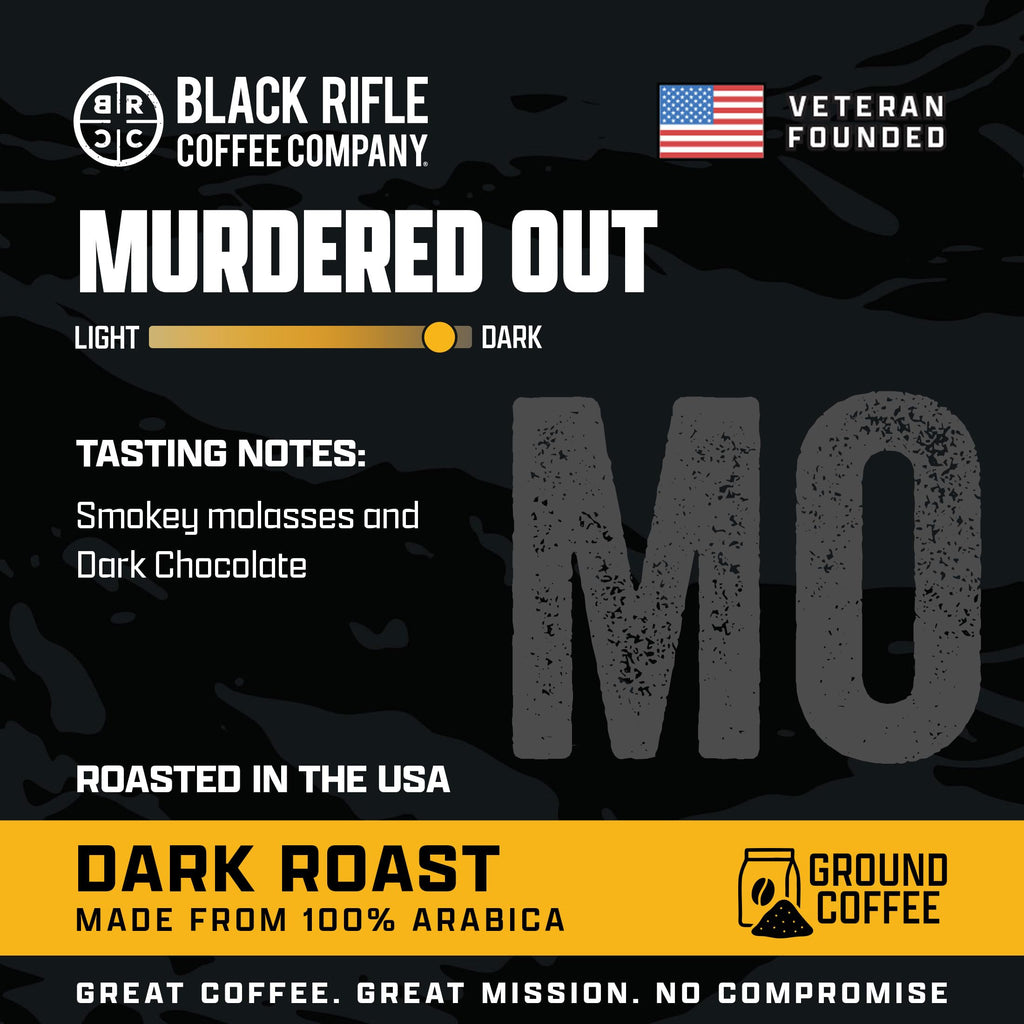 Black Rifle Coffee Company Murdered Out, Extra Dark Roast Ground Coffee, 12 OZ Bag
