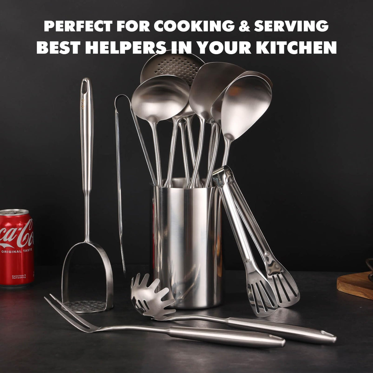 6 PCS All Metal Cooking Utensils Set - 18/10 Stainless Steel Kitchen Tools