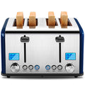Roter Mond Countdown Stainless Steel 4 Slice Toaster with Bagel, Defrost, Cancel Function, Dual Toaster, Extra Wide Slots, 6 Shade Settings, Removable Crumb Trays, 1650W, Red