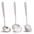 Wok spatula and ladle,Skimmer Ladle Tool Set, Chinese Wok Utensil Set, All metal 304 Stainless Steel Cooking Utensils(15in,15in,14in)