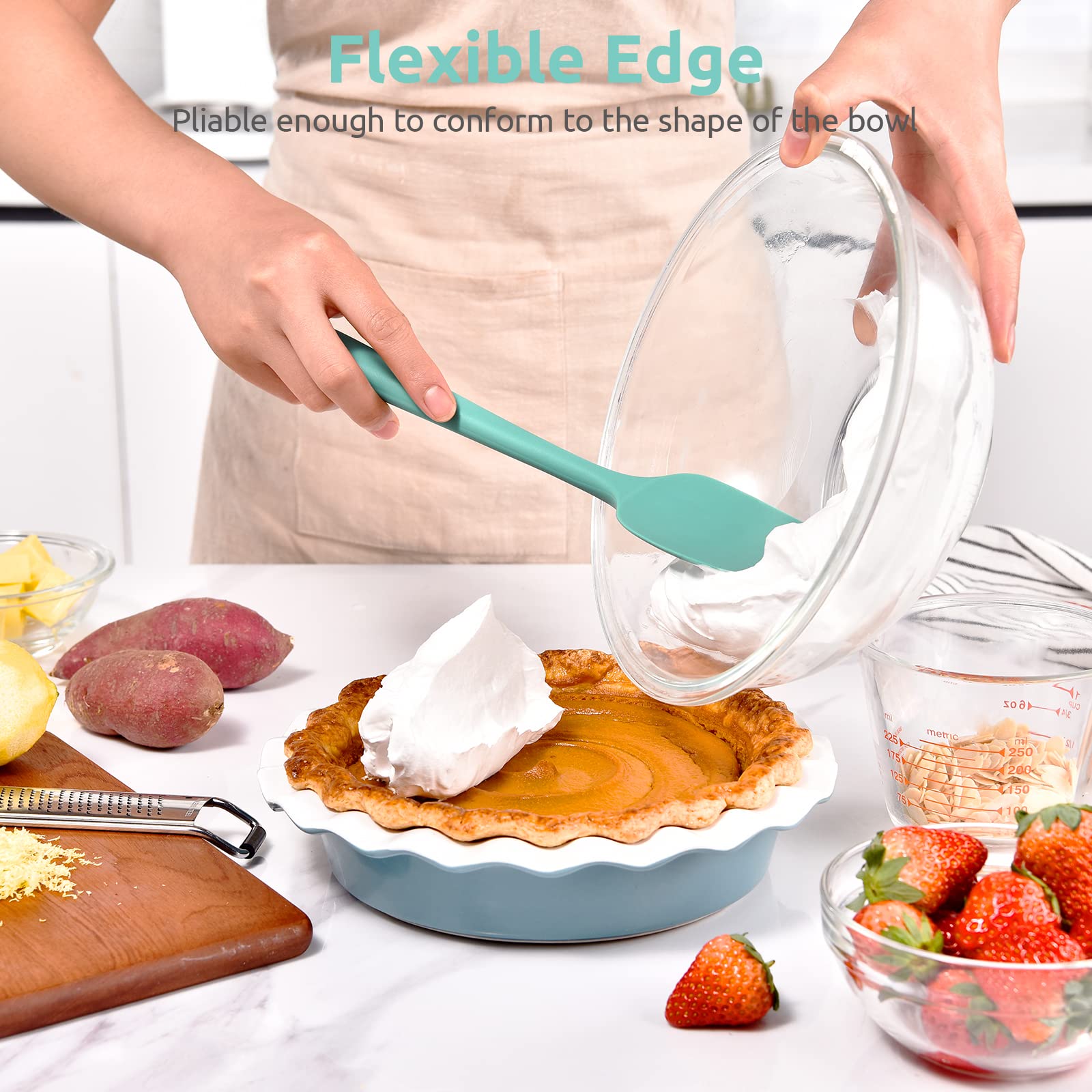 U-Taste Silicone Spoon Spatula, 480°F High Temp Spoonula, 11.38", Aqua Sky