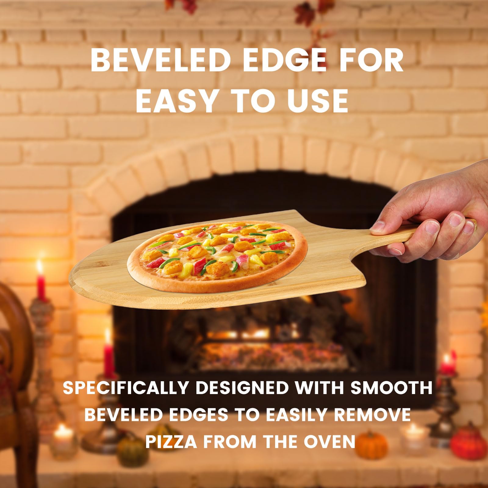 2 Pack Pizza Peel 11 Inch, Natural Bamboo Pizza Spatula Wooden Pizza Spatula Paddle Board for Home Pizza Cutting，Cheese, Bread,Fruit,Vegetable Oragaznie (2)
