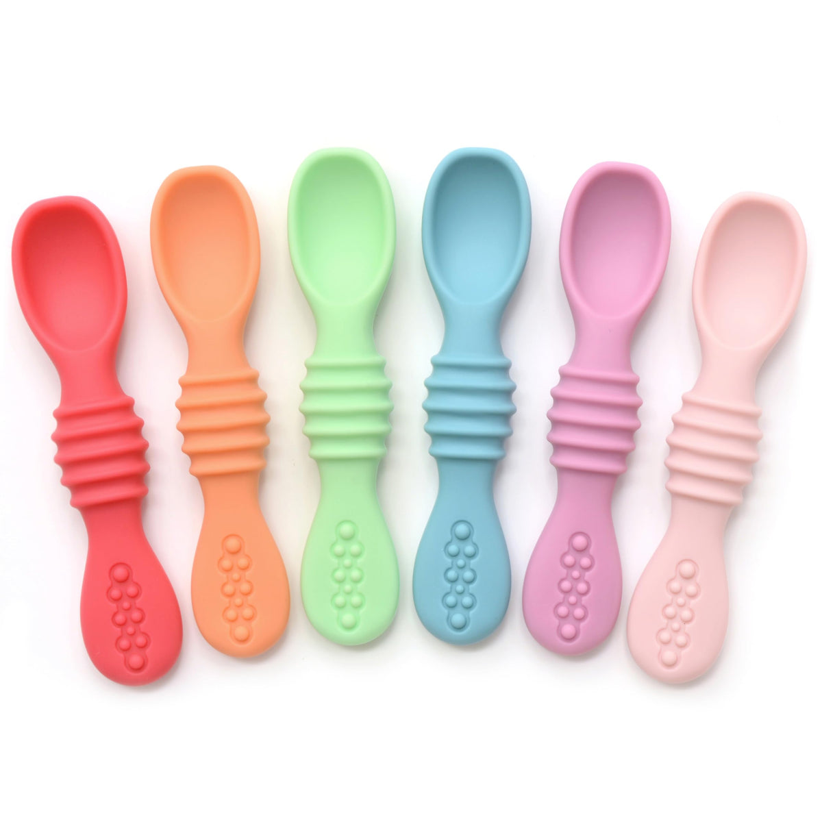 PrimaStella Silicone Chew Spoon Set for Babies and Toddlers | Safety Tested | BPA Free | Baby Spoon 6 Pack