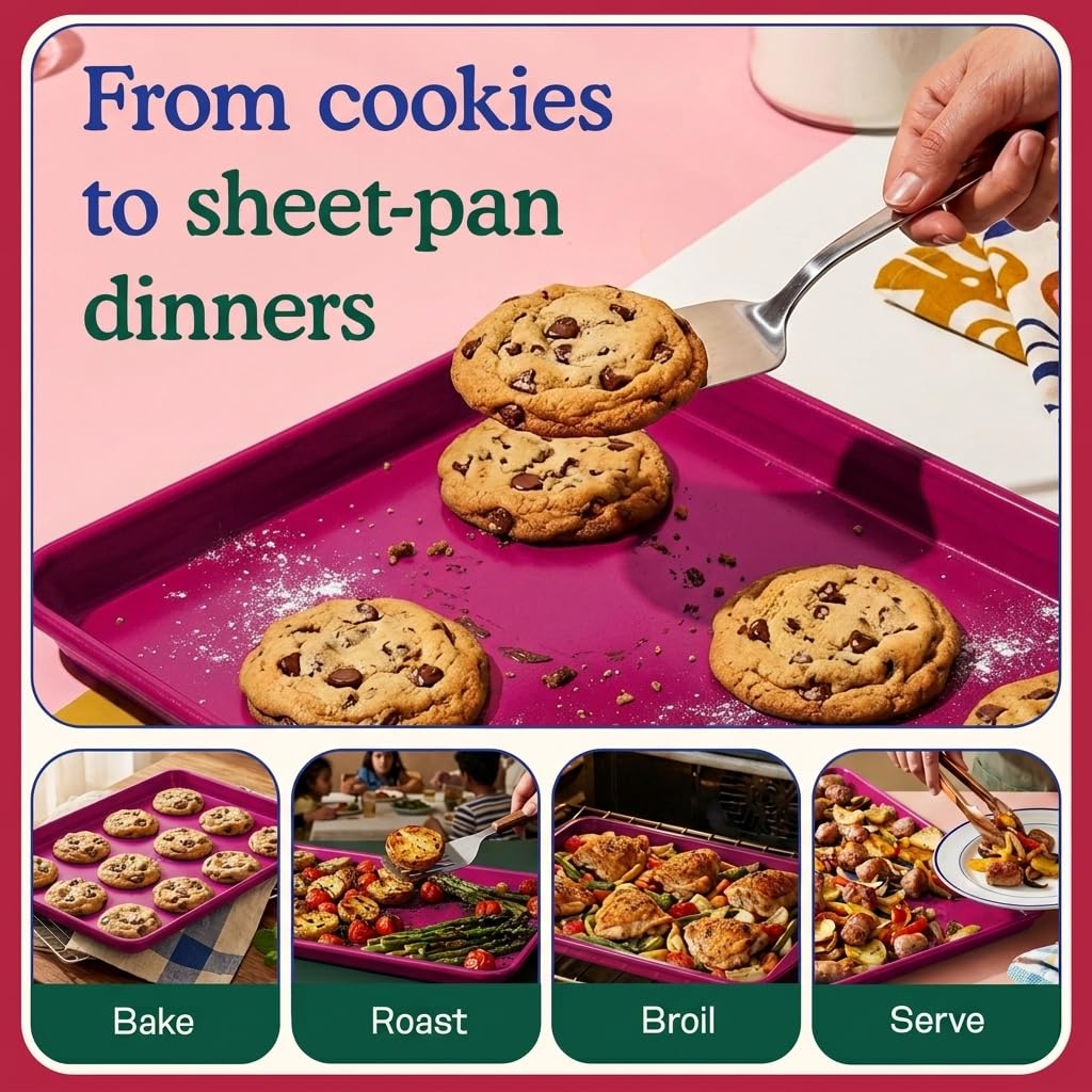 Great Jones Nonstick & Non Toxic Quarter Sheet Pan 13.5" x 9.5" (Raspberry)