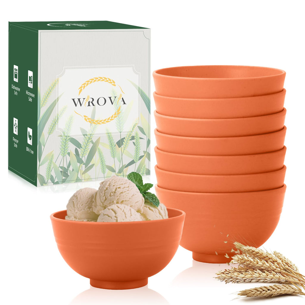 Wrova wheat straw small bowls 10oz set of 8 - Unbreakable Dessert Bowls for kids - Mini Bowl Sets for Ice Cream,Snack and Fruits - Microwave & Dishwasher Safe Appetizer Bowls (Deep Grey)