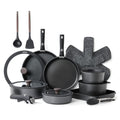 SENSARTE 24 Piece Nonstick Detachable Handle Pots and Pans Set Black