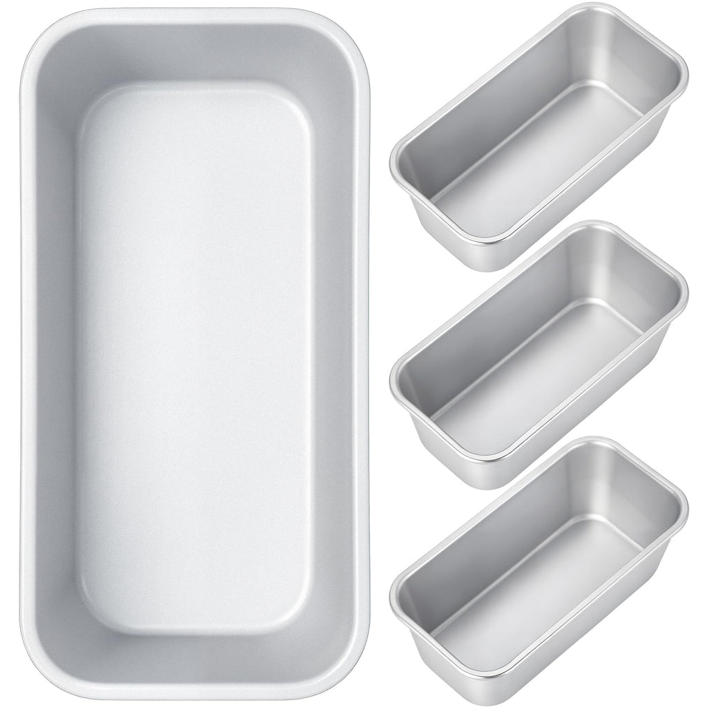 Patelai 4 Pack Small Loaf Pans for Baking Bread, Black, 7.3 x 3.8 In
