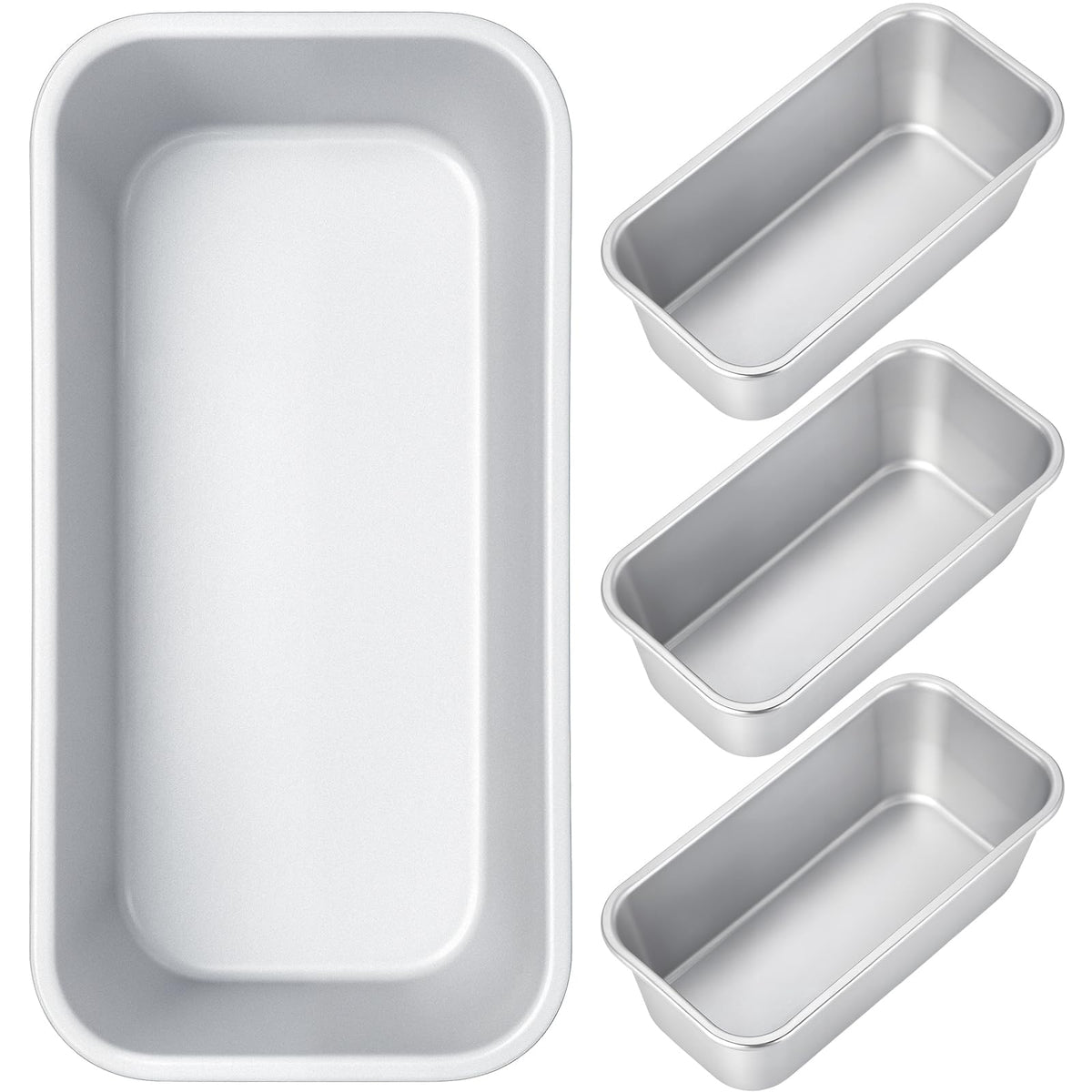 Patelai 4 Pack Small Loaf Pans for Baking Bread, Black, 7.3 x 3.8 In