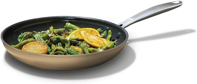 OXO Enhanced 12” Nonstick Frying Pan Skillet, Ceramic PFAS-Free Cookware, Stainless Steel Handle, Eggs & Omelets, Dishwasher & Oven Safe