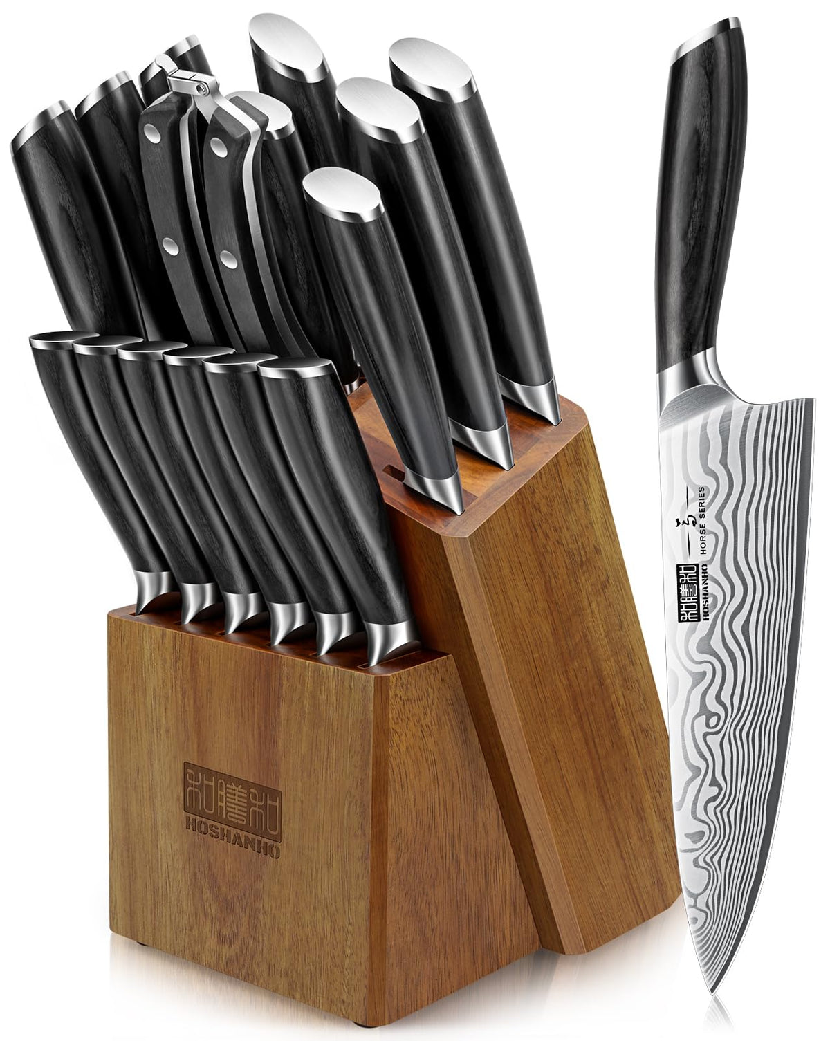 HOSHANHO 5 Pieces Knife Set, High Carbon Powder Steel Forged Chef Knife Set