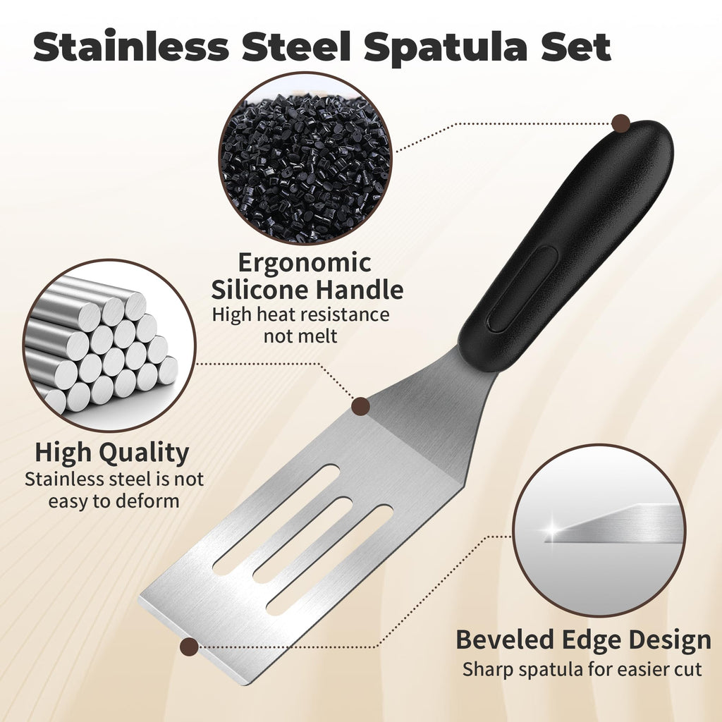 Stainless Steel Mini Spatula (2PC),Small Turners for Cake Brownies Pancakes