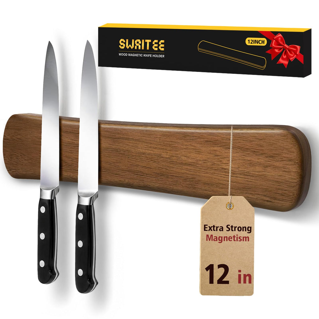 Magnetic Knife Holder, 16 Inch Acacia Wood Knife Strip for Wall or Fridge