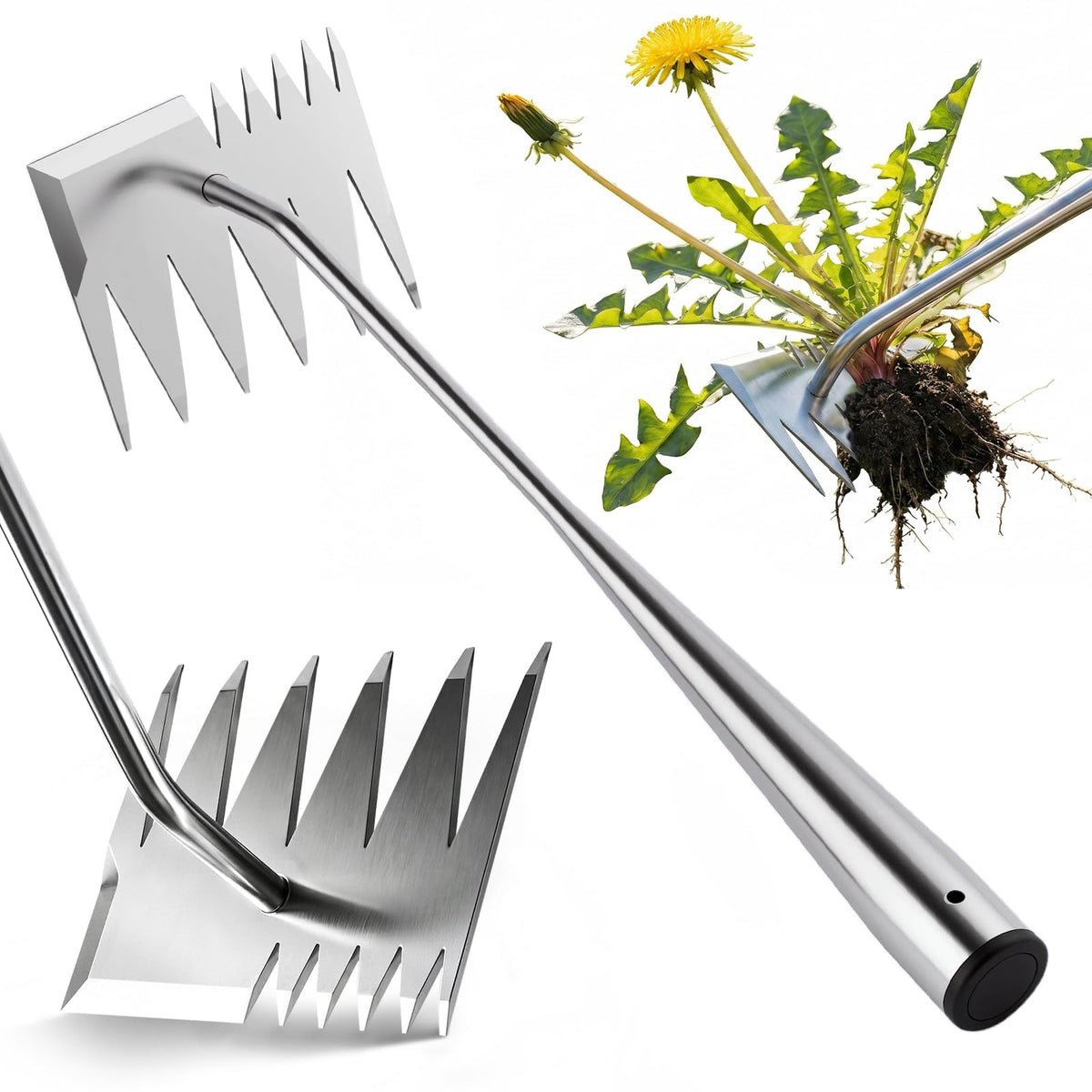 Weed Puller Tool, Heavy-Duty Stainless Steel Garden Hand Weeding Tool