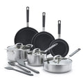 GreenPan x Bobby Flay Stainless Steel 12 Piece Cookware Pots & Pans Set, Professional Grade Tri-Ply, Multiclad, PFAS-Free Ceramic Nonstick, Induction Suitable, Dishwasher & Oven Safe,Stay Cool Handles