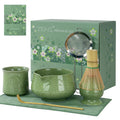 ZENS Matcha Whisk Set, 7pcs Matcha Set Includes Emerald Green Bowl and Matcha Cup, Bamboo Whisk & Scoop, Chasen Holder, 304 Sifter, Tea Mat, Matcha Kit for Latte Making