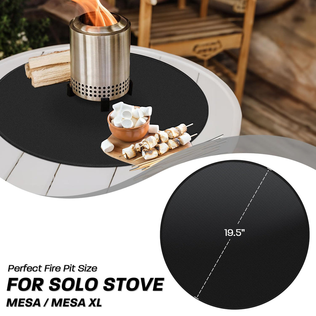 rumlick 19.5" Fire Pit Mat for Solo Stove Mesa, Oil and Waterproof Round Tabletop Under Fire Pit Mat, Portable Camping Stove Mat for Solo Stove Accessories