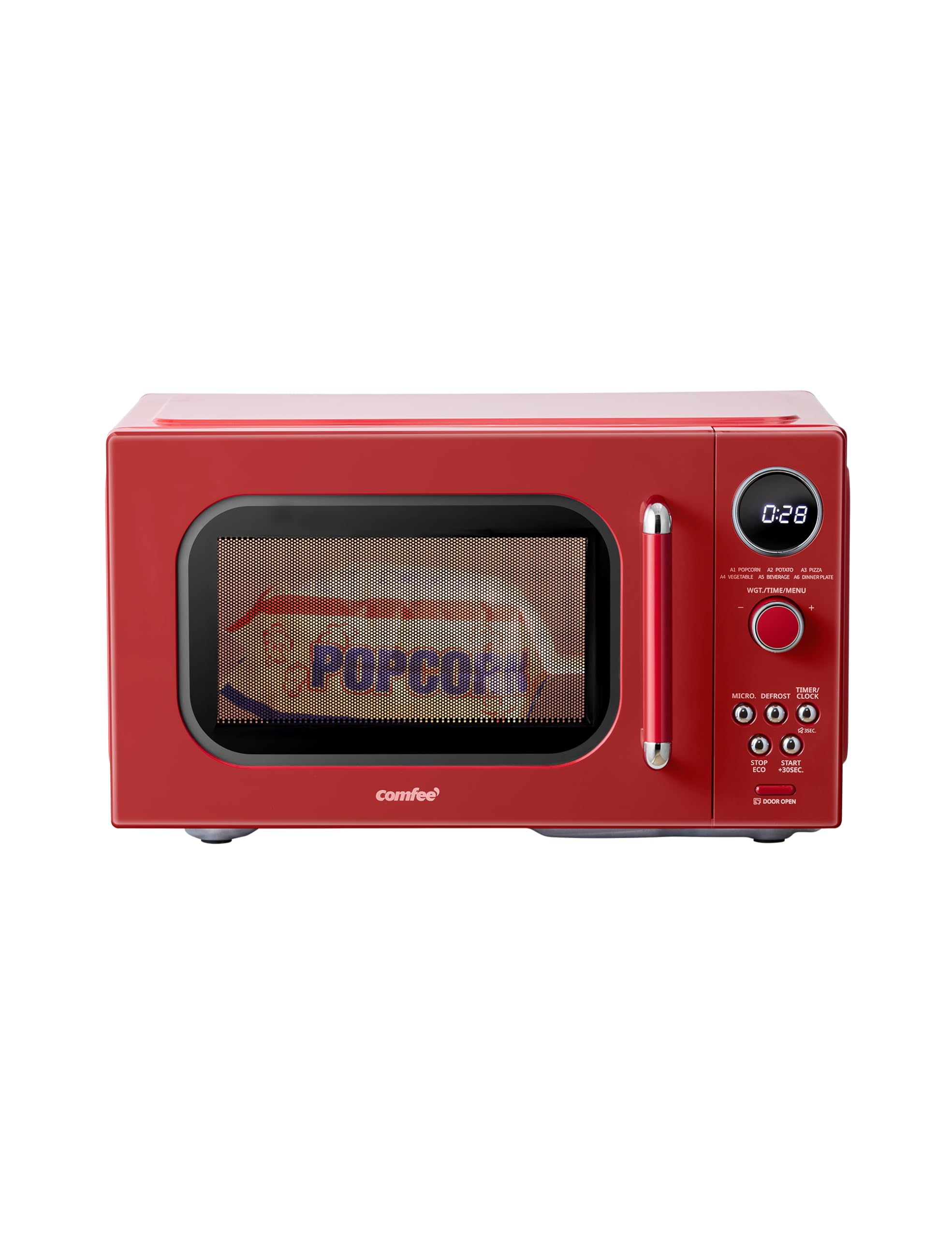 COMFEE' Retro Microwave Oven, 0.9 Cu.Ft 900W Countertop, Red