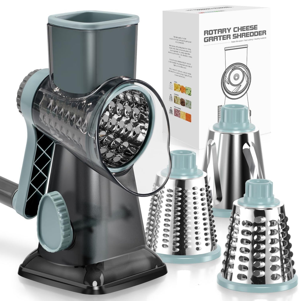 KEOUKE Rotary Cheese Grater, Hand Crank Shredder Slicer